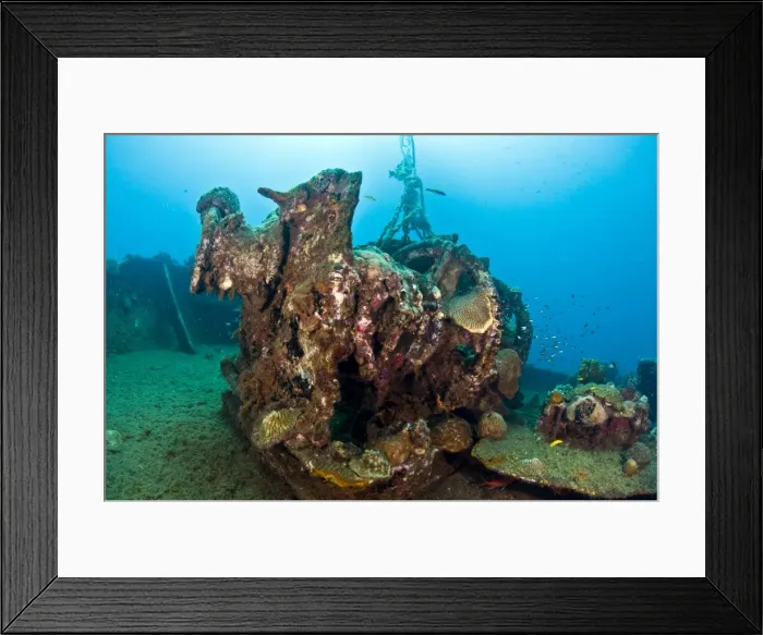 Framed Print : Gear on the deck of the wreck of the Lesleen M, a freighter sunk as an artificial reef in 1985 off Anse Cochon Bay, St. Lucia, West Indies, Caribbean, Central America Framed Print : Gear on the deck of the wreck of the Lesleen M, a freighter sunk as an artificial reef in 1985 off Anse Cochon Bay, St. Lucia, West Indies, Caribbean, Central America