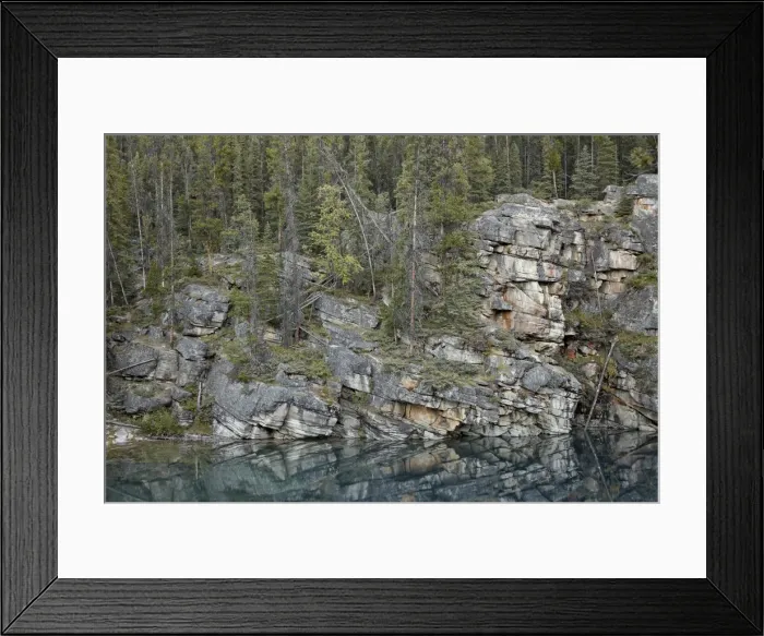 Framed Print : Rock-clif shore of Horseshoe Lake, Jasper National Park, UNESCO World Heritage Site, Alberta, Canada, North America Framed Print : Rock-clif shore of Horseshoe Lake, Jasper National Park, UNESCO World Heritage Site, Alberta, Canada, North America