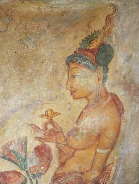Ancient fresco, Sigiriya, UNESCO World Heritage Site, North Central Province, Sri Lanka, Asia