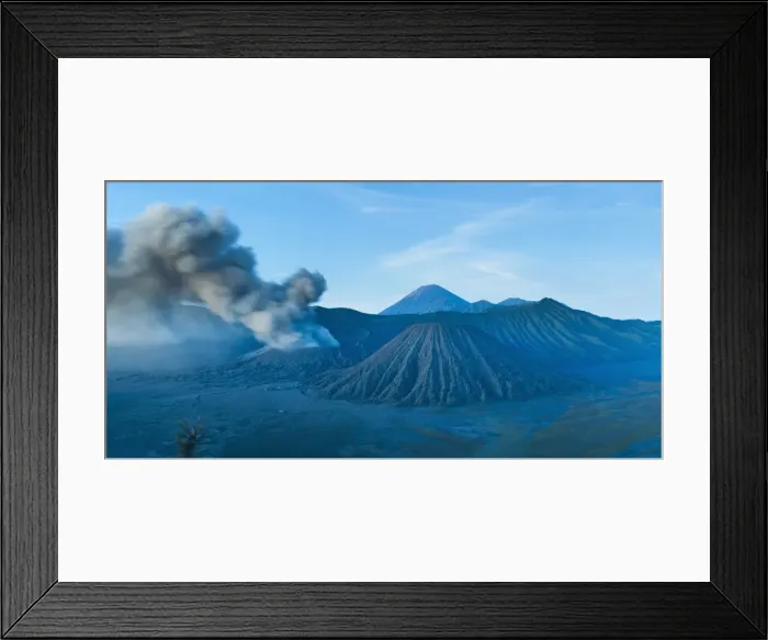 Framed Print : Mount Bromo volcano erupting before sunrise, East Java, Indonesia, Southeast Asia, Asia