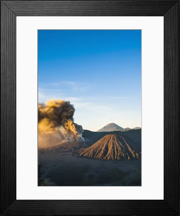 Framed Print : Mount Bromo volcano erupting at sunrise, sending volcanic ash high into the sky, East Java, Indonesia, Southeast Asia, Asia Framed Print : Mount Bromo volcano erupting at sunrise, sending volcanic ash high into the sky, East Java, Indonesia, Southeast Asia, Asia