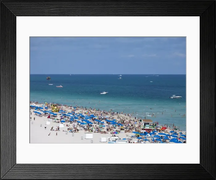 Framed Print : Crowded beach, South Beach, Miami Beach, Florida, United States of America, North America Framed Print : Crowded beach, South Beach, Miami Beach, Florida, United States of America, North America