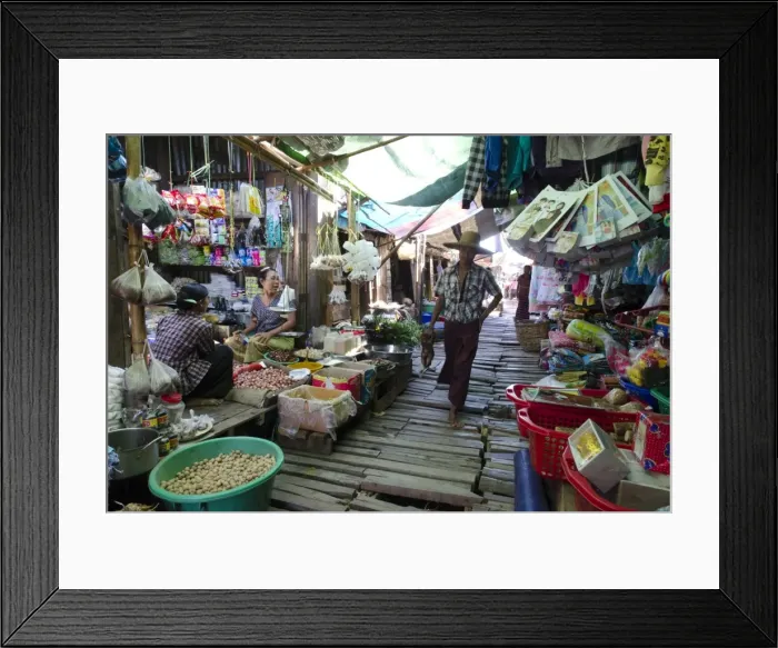 Framed Print : Khan Beth daily market on the waterway, Irrawaddy delta, Myanmar (Burma), Asia Framed Print : Khan Beth daily market on the waterway, Irrawaddy delta, Myanmar (Burma), Asia
