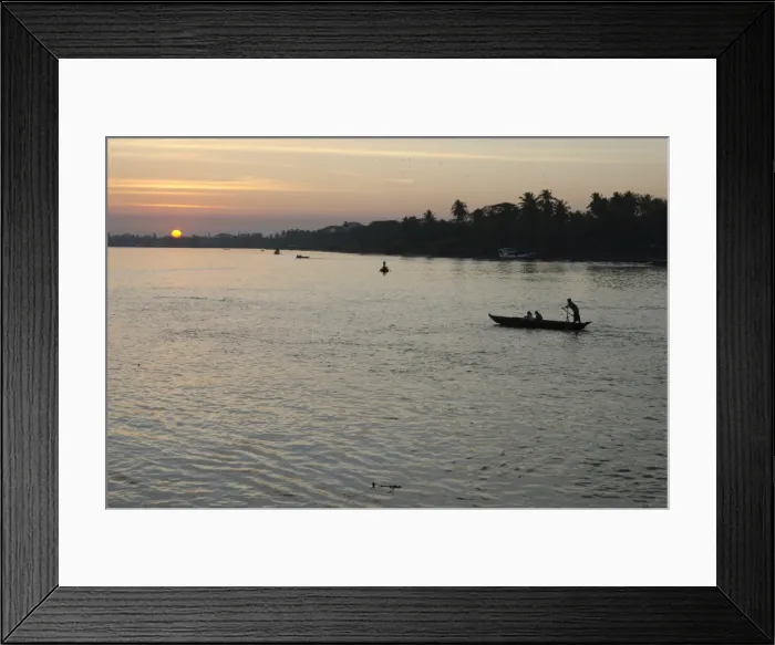 Framed Print : Traditional rowing boat on the river at sunset, Pathein, Irrawaddy Delta, Myamar (Burma), Asia Framed Print : Traditional rowing boat on the river at sunset, Pathein, Irrawaddy Delta, Myamar (Burma), Asia