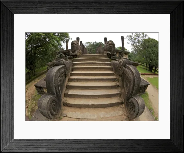 Framed Print : Entrance steps with lions, Council Chamber of King Nissankamalla, UNESCO World Heritage Site, Polonnaruwa, Sri Lanka, Asia Framed Print : Entrance steps with lions, Council Chamber of King Nissankamalla, UNESCO World Heritage Site, Polonnaruwa, Sri Lanka, Asia