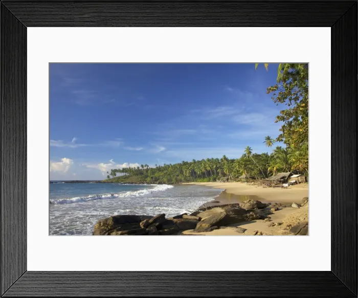 Framed Print : View of the unspoilt beach at Palm Paradise Cabanas, Tangalle, South coast, Sri Lanka, Asia Framed Print : View of the unspoilt beach at Palm Paradise Cabanas, Tangalle, South coast, Sri Lanka, Asia