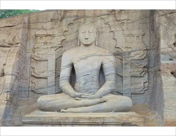 Buddha in meditation, Gal Vihara Rock Temple, Polonnaruwa, Sri Lanka, Asia