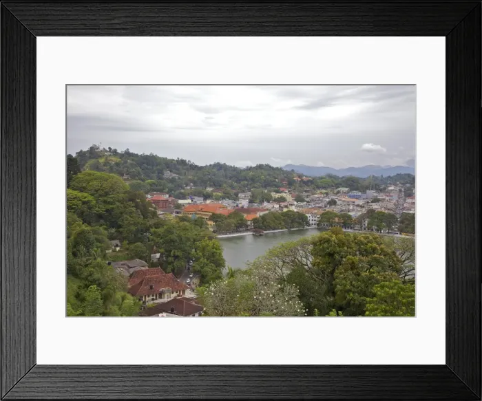 Framed Print : View of lake and town of Kandy, Sri Lanka, Asia
