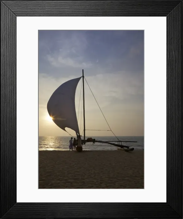 Framed Print : Fisherman and Oruvas (traditional outrigger dug-out canoe), on Negombo beach, Sri Lanka, Asia Framed Print : Fisherman and Oruvas (traditional outrigger dug-out canoe), on Negombo beach, Sri Lanka, Asia