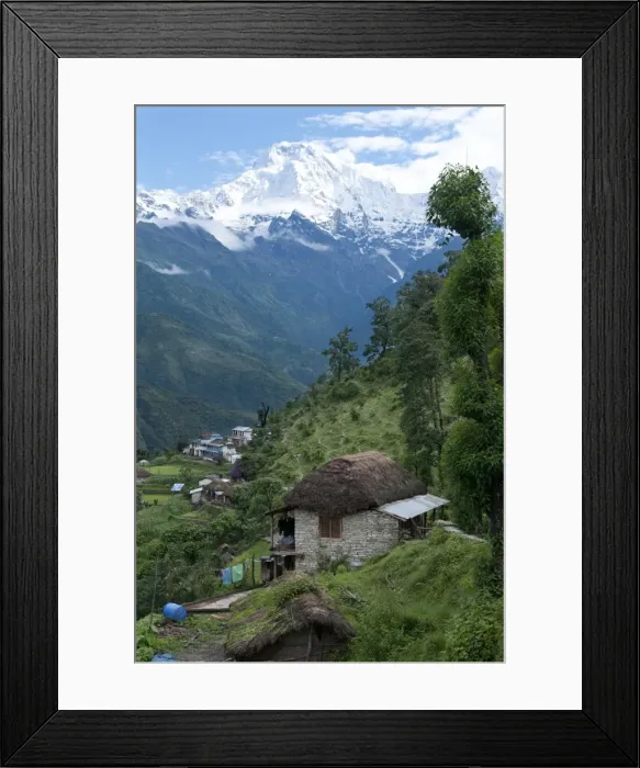 Framed Print : View of southern Annapurna with Landruk villge in foreground, Pokhara, Annapurna area, Nepal, Asia Framed Print : View of southern Annapurna with Landruk villge in foreground, Pokhara, Annapurna area, Nepal, Asia