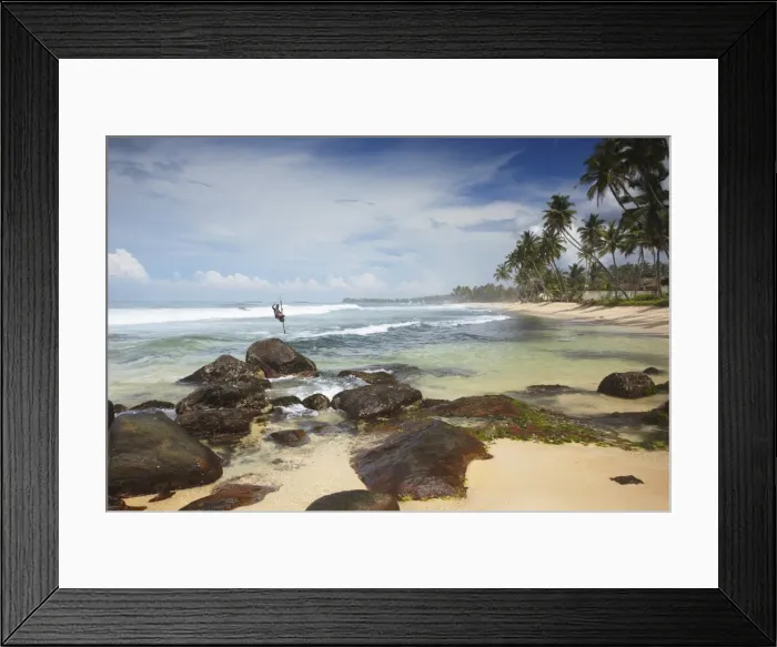 Framed Print : Stilt fisherman on Dalawela beach, Southern Province, Sri Lanka, Asia Framed Print : Stilt fisherman on Dalawela beach, Southern Province, Sri Lanka, Asia