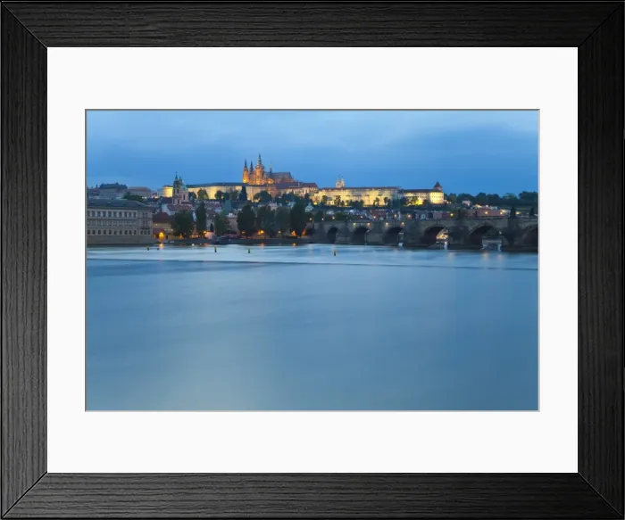 Framed Print : St. Vitus Cathedral, Charles Bridge, River Vltava and the Castle District illuminated at night, UNESCO World Heritage Site, Prague, Czech Republic, Europe Framed Print : St. Vitus Cathedral, Charles Bridge, River Vltava and the Castle District illuminated at night, UNESCO World Heritage Site, Prague, Czech Republic, Europe