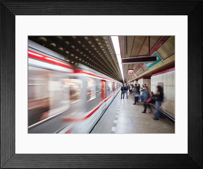 Framed Print : Futuristic underground Metro station decoration in Prague, Czech Republic, Europe Framed Print : Futuristic underground Metro station decoration in Prague, Czech Republic, Europe