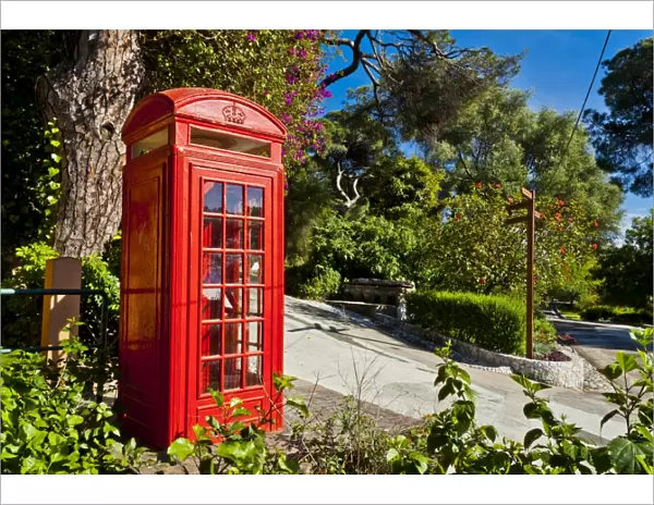 Red telephone box, Alameda Gardens, Gibraltar, Europe