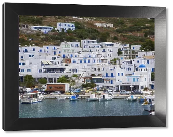 Aigiali town and harbour, Amorgos, Cyclades, Aegean, Greek Islands, Greece, Europe