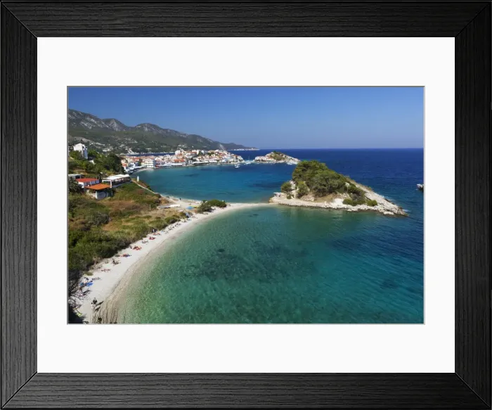 Framed Print : View over beach, Kokkari, Samos, Aegean Islands, Greece