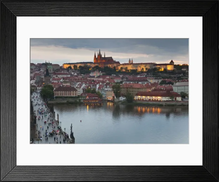 Framed Print : St. Vitus Cathedral, Charles Bridge, River Vltava and the Castle District illuminated at night, UNESCO World Heritage Site, Prague, Czech Republic, Europe Framed Print : St. Vitus Cathedral, Charles Bridge, River Vltava and the Castle District illuminated at night, UNESCO World Heritage Site, Prague, Czech Republic, Europe