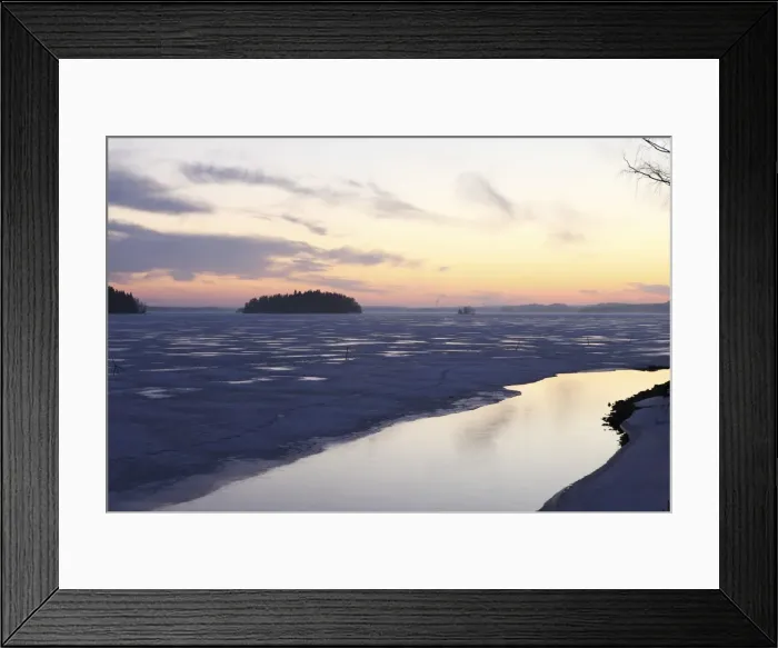 Framed Print : Sunset over the mainly frozen surface of Lake Pyhajarvi, the ice surrounds islands, at Tampere, Pirkanmaa, Finland, Scandinavia, Europe Framed Print : Sunset over the mainly frozen surface of Lake Pyhajarvi, the ice surrounds islands, at Tampere, Pirkanmaa, Finland, Scandinavia, Europe