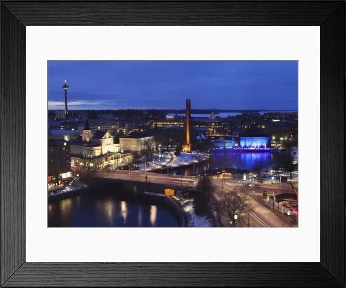 Framed Print : River Tammerkoski runs through the city centre, past the Finlayson Complex, night time in Tampere, Pirkanmaa, Finland, Scandinavia, Europe Framed Print : River Tammerkoski runs through the city centre, past the Finlayson Complex, night time in Tampere, Pirkanmaa, Finland, Scandinavia, Europe