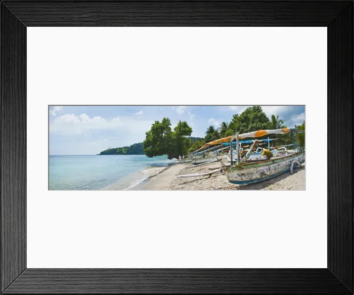 Framed Print : Traditional fishing boat at Nippah Beach on Lombok, a tropical island in West Nusa Tenggara, Indonesia, Southeast Asia, Asia