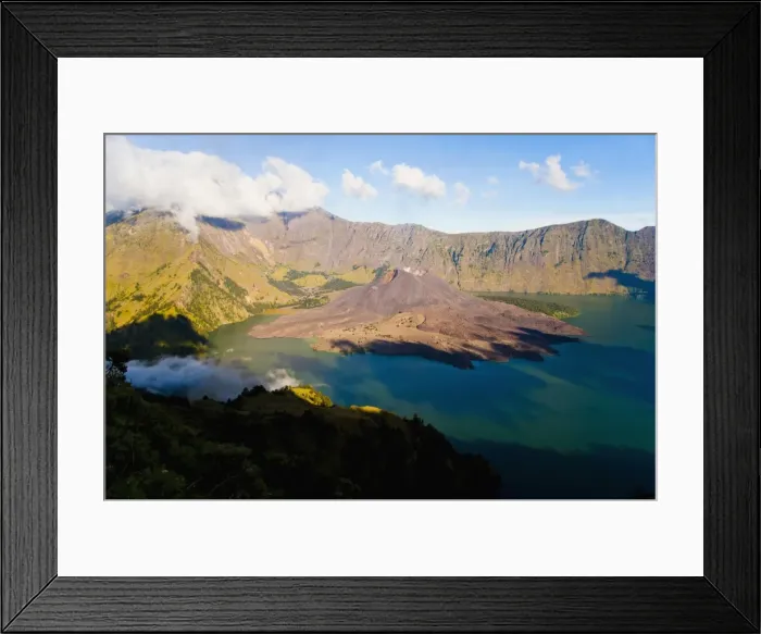 Framed Print : Mount Rinjani caldera, Segara Anak lake and the active volcano, Gunung Baru, Lombok, Indonesia, Southeast Asia, Asia Framed Print : Mount Rinjani caldera, Segara Anak lake and the active volcano, Gunung Baru, Lombok, Indonesia, Southeast Asia, Asia