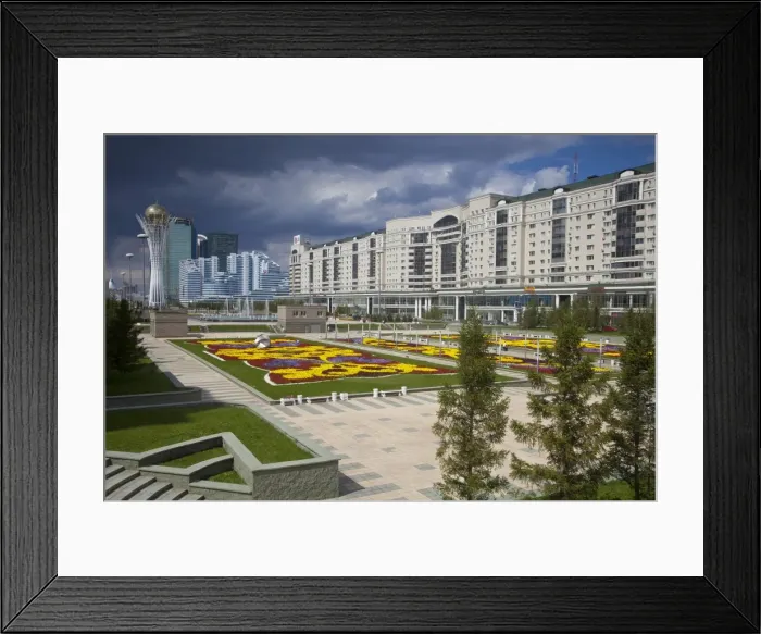 Framed Print : Nurzhol bulvar, central boulevard of Kazakhstans new governmental and administrative zone, Astana, Kazakhstan, Central Asia, Asia