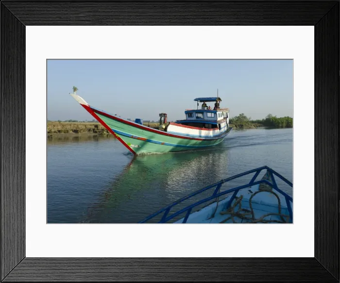 Framed Print : Boat on waterway in the Irrawaddy delta, Myanmar (Burma), Asia