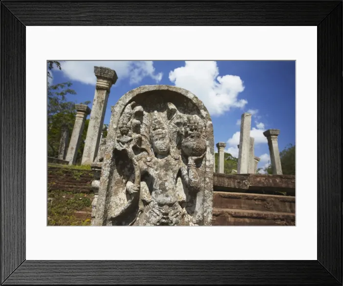 Framed Print : Guardstone of Kujjatissa Pabbata in Mahavihara Monastery, Anuradhapura, UNESCO World Heritage Site, North Central Province, Sri Lanka, Asia Framed Print : Guardstone of Kujjatissa Pabbata in Mahavihara Monastery, Anuradhapura, UNESCO World Heritage Site, North Central Province, Sri Lanka, Asia