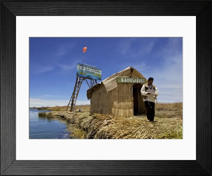 Framed Print : Entrance to Islas Flotantes (Floating Islands), Lake Titicaca, Peru, South America