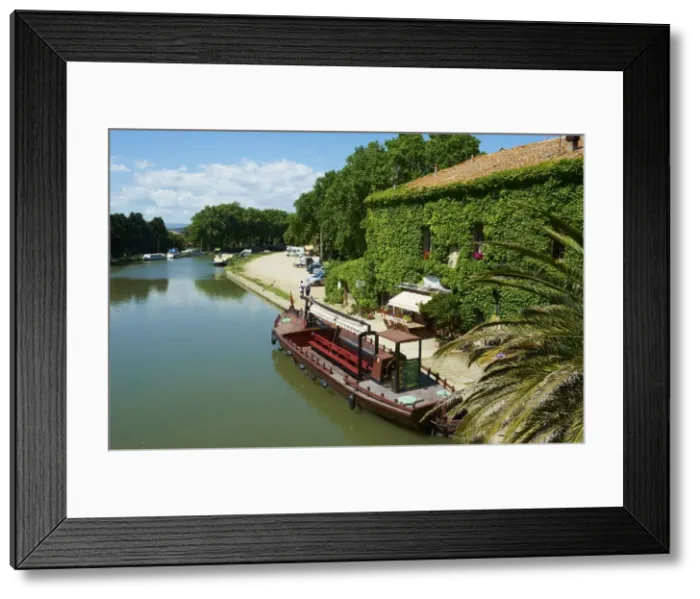 Framed Print : Barge for tourists, Le Somail, Navigation on the Canal du Midi, between Carcassone and Beziers UNESCO World Heritage Site, Aude, Languedoc Roussillon, France, Europe Framed Print : Barge for tourists, Le Somail, Navigation on the Canal du Midi, between Carcassone and Beziers UNESCO World Heritage Site, Aude, Languedoc Roussillon, France, Europe