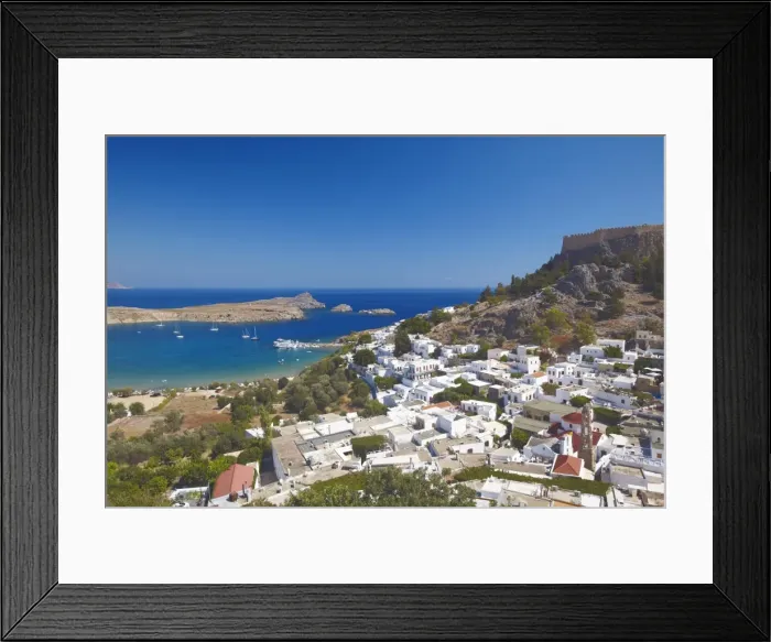 Framed Print : Lindos and the acropolis, Rhodes, Dodecanese, Greek Islands, Greece, Europe Framed Print : Lindos and the acropolis, Rhodes, Dodecanese, Greek Islands, Greece, Europe