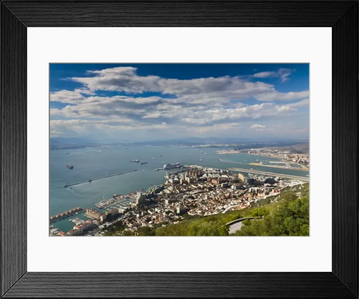 Framed Print : Bay of Gibraltar and Gibraltar Town from the top of the Rock, Gibraltar, Europe Framed Print : Bay of Gibraltar and Gibraltar Town from the top of the Rock, Gibraltar, Europe