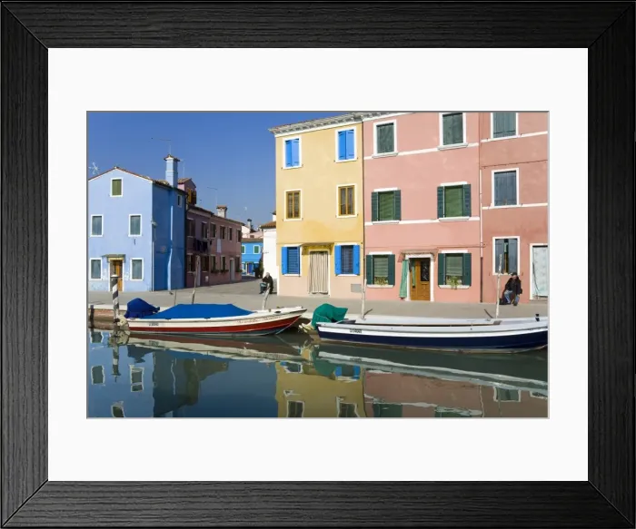 Framed Print : Canal on Burano Island, Venice, Veneto, Italy, Europe Framed Print : Canal on Burano Island, Venice, Veneto, Italy, Europe