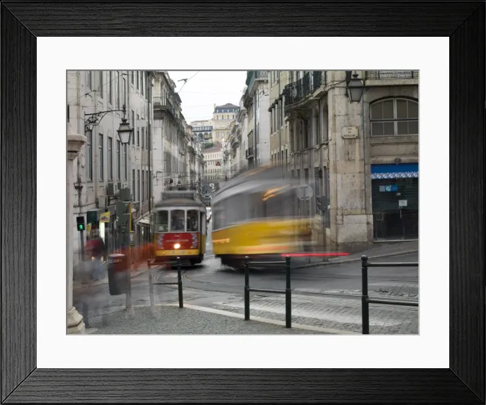 Framed Print : Trams in the old town, Lisbon, Portugal, Europe Framed Print : Trams in the old town, Lisbon, Portugal, Europe