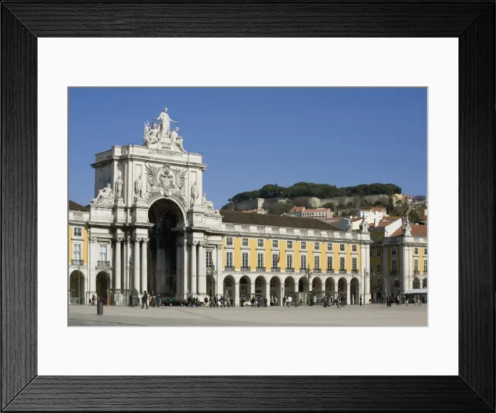 Framed Print : Praca do Comercio and castle, Lisbon, Portugal, Europe Framed Print : Praca do Comercio and castle, Lisbon, Portugal, Europe