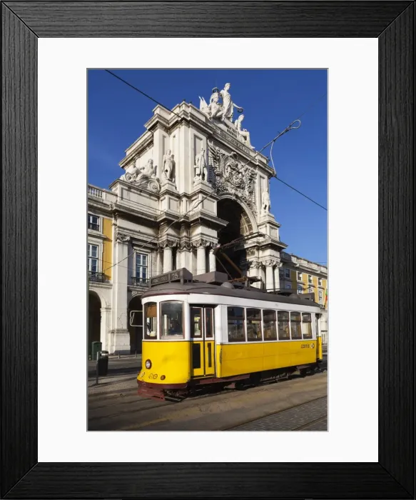Framed Print : Tram (electricos) below the Arco da Rua Augusta in Praca do Comercio, Baixa, Lisbon, Portugal, Europe Framed Print : Tram (electricos) below the Arco da Rua Augusta in Praca do Comercio, Baixa, Lisbon, Portugal, Europe