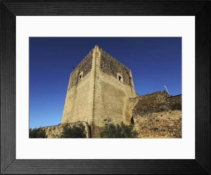 Framed Print : Square stone tower of the 14th century castle, built 1312 to 1327, at the walled city of Castelo de Vide, Alentejo, Portugal Framed Print : Square stone tower of the 14th century castle, built 1312 to 1327, at the walled city of Castelo de Vide, Alentejo, Portugal