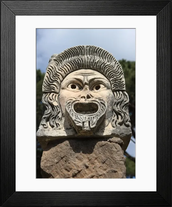 Framed Print : Ornate theatre mask, Ostia Antica, Rome, Lazio, Italy, Europe Framed Print : Ornate theatre mask, Ostia Antica, Rome, Lazio, Italy, Europe