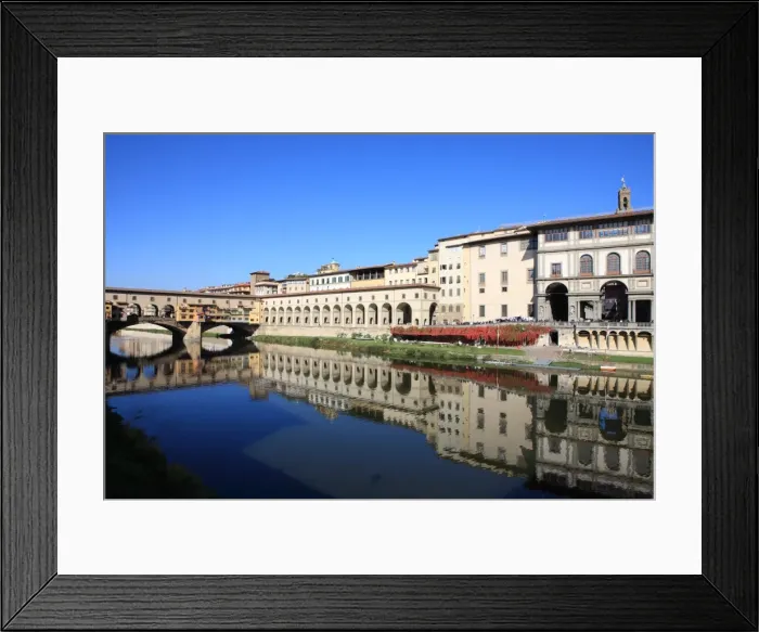 Framed Print : On the right The Uffizi Gallery reflected in the Arno River, Florence, UNESCO World Heritage Site, Tuscany, Italy, Europe Framed Print : On the right The Uffizi Gallery reflected in the Arno River, Florence, UNESCO World Heritage Site, Tuscany, Italy, Europe