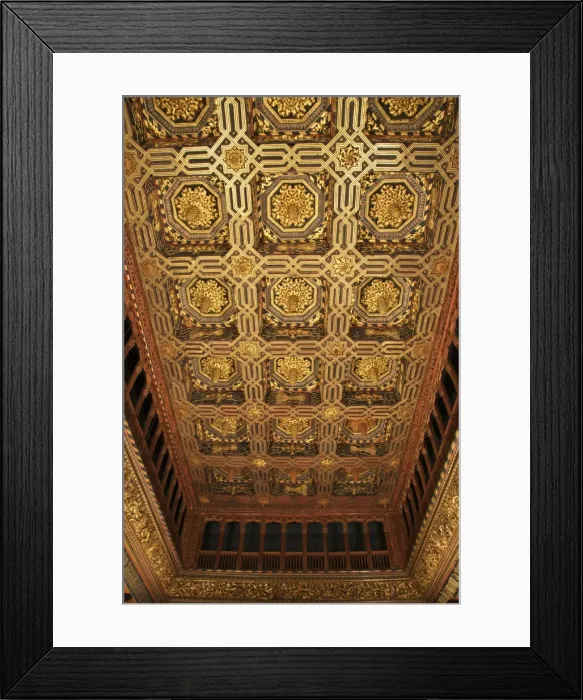 Framed Print : The Throne room, caisson ceiling, typical decor, the Aljaferia Palace, dating from the 11th century, Saragossa (Zaragoza), Aragon, Spain, Europe Framed Print : The Throne room, caisson ceiling, typical decor, the Aljaferia Palace, dating from the 11th century, Saragossa (Zaragoza), Aragon, Spain, Europe