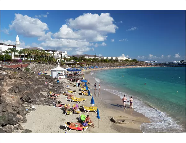Beach view, Playa Blanca, Lanzarote, Canary Islands, Spain, Atlantic, Europe