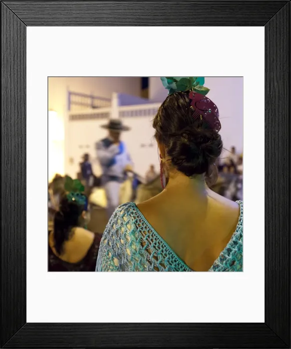 Framed Print : Spanish girl watching horse-back feria procession, Tarifa, Andalucia, Spain, Europe Framed Print : Spanish girl watching horse-back feria procession, Tarifa, Andalucia, Spain, Europe
