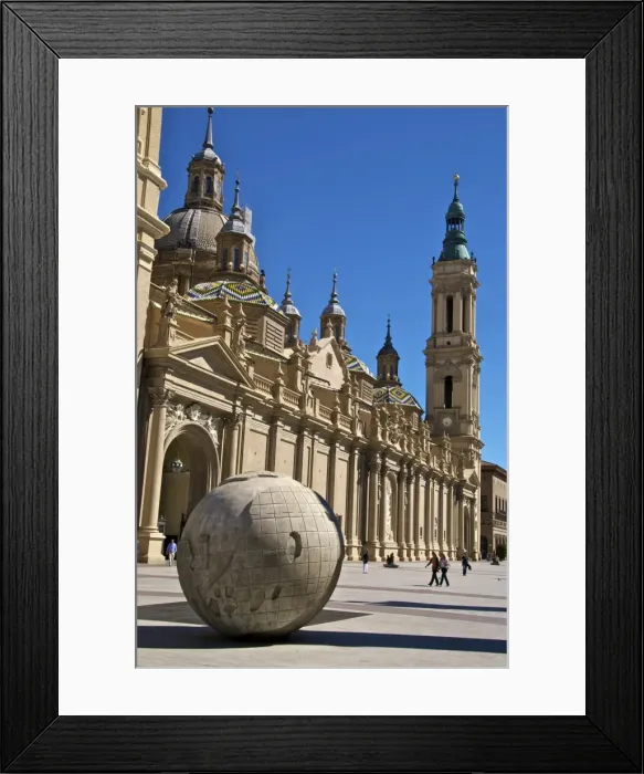 Framed Print : Nuestra Senora del Pilar Basilica, with stone world sculpture Saragossa (Zaragoza), Aragon, Spain, Europe Framed Print : Nuestra Senora del Pilar Basilica, with stone world sculpture Saragossa (Zaragoza), Aragon, Spain, Europe