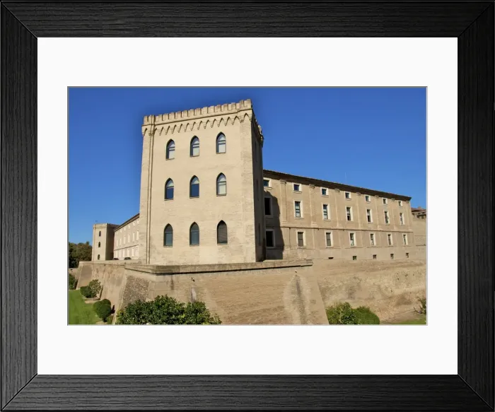 Framed Print : Fortified walls and towers of the Aljaferia palace dating from the 11th century, Saragossa (Zaragoza), Aragon, Spain, Europe Framed Print : Fortified walls and towers of the Aljaferia palace dating from the 11th century, Saragossa (Zaragoza), Aragon, Spain, Europe
