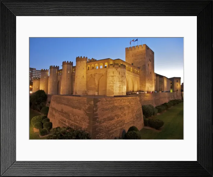 Framed Print : Walls and towers at night of the Aljaferia Palace, dating from the 11th century, Saragossa (Zaragoza), Aragon, Spain, Europe Framed Print : Walls and towers at night of the Aljaferia Palace, dating from the 11th century, Saragossa (Zaragoza), Aragon, Spain, Europe