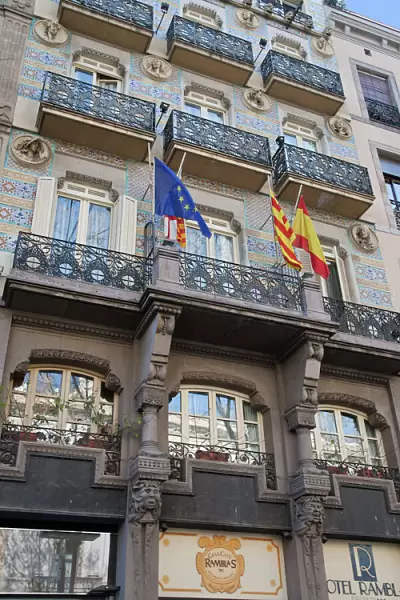 Detail of Spanish architecture, Las Ramblas, Barcelona, Catalonia, Spain, Europe