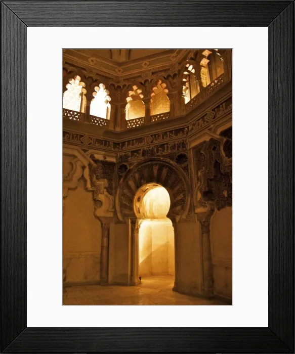 Framed Print : The Musallah, private oratory with mihrab, marble columns and typical polylobe arches inside the Aljaferia palace, dating from the 11th century, Saragossa (Zaragoza), Aragon, Spain, Europe Framed Print : The Musallah, private oratory with mihrab, marble columns and typical polylobe arches inside the Aljaferia palace, dating from the 11th century, Saragossa (Zaragoza), Aragon, Spain, Europe