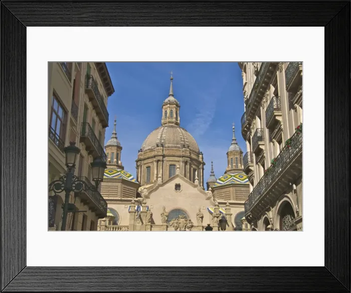 Framed Print : Houses along Alfonso I Street, and Nuestra Senora del Pilar Basilica in the background, Saragossa (Zaragoza), Aragon, Spain, Europe Framed Print : Houses along Alfonso I Street, and Nuestra Senora del Pilar Basilica in the background, Saragossa (Zaragoza), Aragon, Spain, Europe