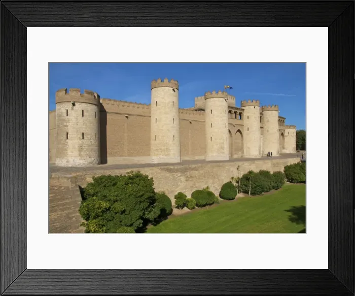 Framed Print : Fortified walls and towers of the Aljaferia palace dating from the 11th century, Saragossa (Zaragoza), Aragon, Spain, Europe Framed Print : Fortified walls and towers of the Aljaferia palace dating from the 11th century, Saragossa (Zaragoza), Aragon, Spain, Europe