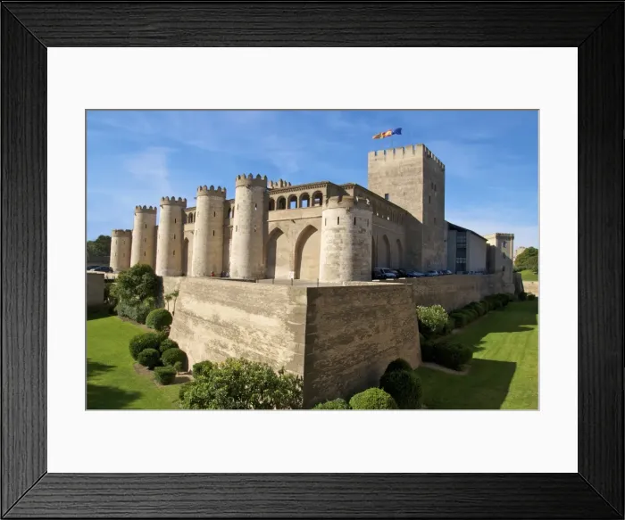 Framed Print : Fortified walls and towers of the Aljaferia palace dating from the 11th century, Saragossa (Zaragoza), Aragon, Spain, Europe Framed Print : Fortified walls and towers of the Aljaferia palace dating from the 11th century, Saragossa (Zaragoza), Aragon, Spain, Europe